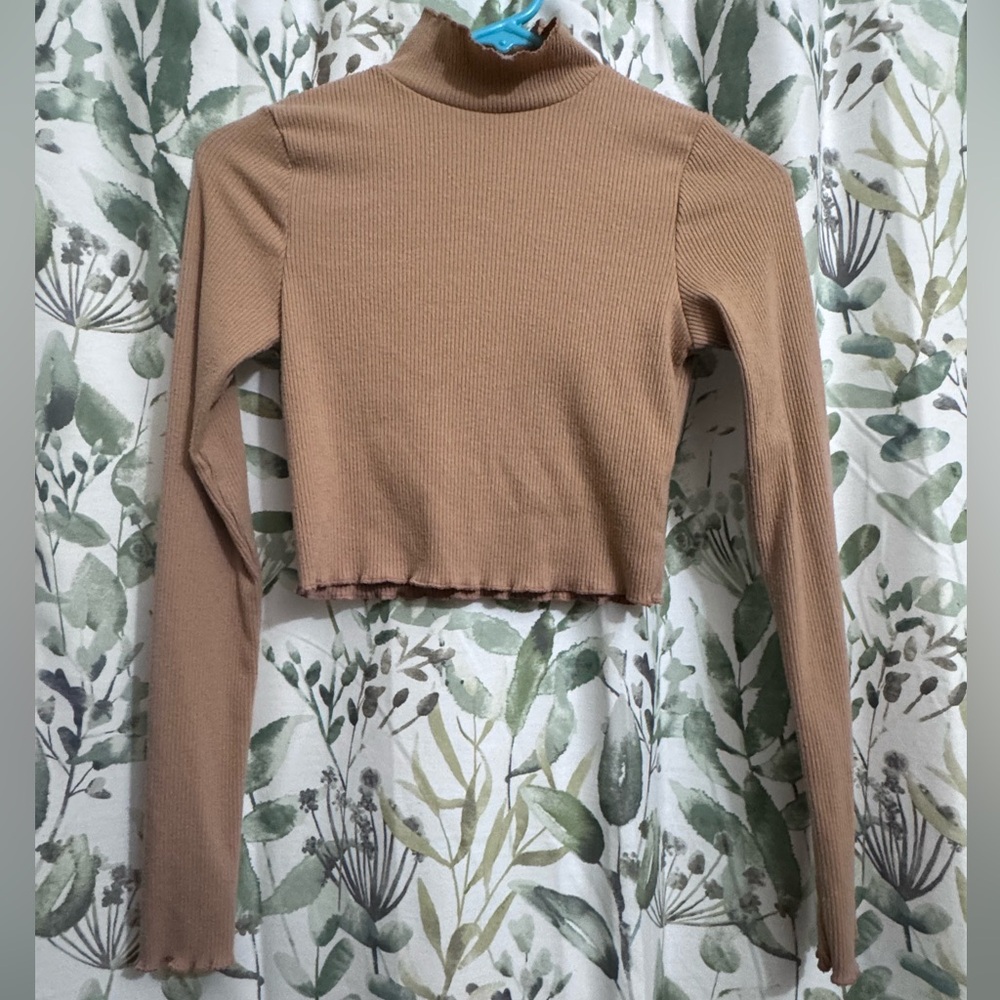 Aerie Brown Fitted Crop Top